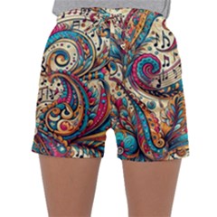 Paisley Print Musical Notes Sleepwear Shorts