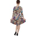 Paisley Print Musical Notes Quarter Sleeve Ruffle Waist Dress View2