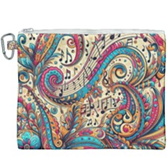 Paisley Print Musical Notes Canvas Cosmetic Bag (xxxl) by RiverRootz