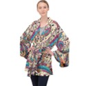 Paisley Print Musical Notes Long Sleeve Velvet Kimono  View1