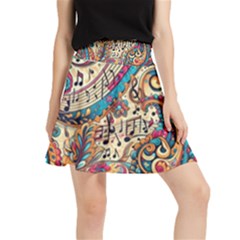 Paisley Print Musical Notes Waistband Skirt by RiverRootz