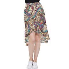 Paisley Print Musical Notes Frill Hi Low Chiffon Skirt by RiverRootz