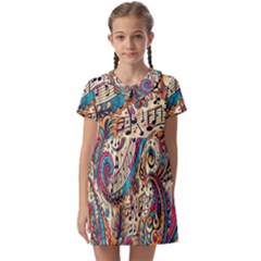 Paisley Print Musical Notes Kids  Asymmetric Collar Dress by RiverRootz