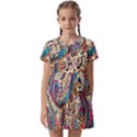 Paisley Print Musical Notes Kids  Asymmetric Collar Dress View1