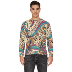 Paisley Print Musical Notes Men s Fleece Sweatshirt by RiverRootz