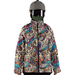 Paisley Print Musical Notes Men s Zip Ski And Snowboard Waterproof Breathable Jacket by RiverRootz