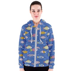 Sea Fish Blue Submarine Animals Patteen Women s Zipper Hoodie