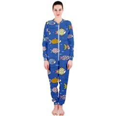 Sea Fish Blue Submarine Animals Patteen Onepiece Jumpsuit (ladies)