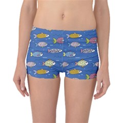 Sea Fish Blue Submarine Animals Patteen Boyleg Bikini Bottoms by Maspions