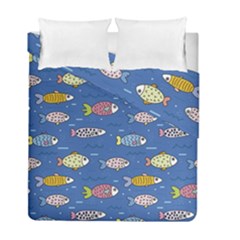 Sea Fish Blue Submarine Animals Patteen Duvet Cover Double Side (full/ Double Size) by Maspions