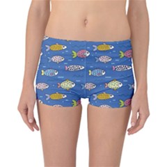 Sea Fish Blue Submarine Animals Patteen Reversible Boyleg Bikini Bottoms