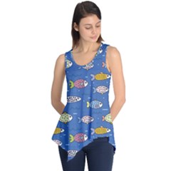 Sea Fish Blue Submarine Animals Patteen Sleeveless Tunic