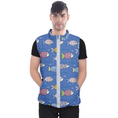 Sea Fish Blue Submarine Animals Patteen Men s Puffer Vest