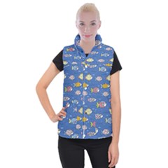 Sea Fish Blue Submarine Animals Patteen Women s Button Up Vest