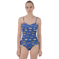 Sea Fish Blue Submarine Animals Patteen Sweetheart Tankini Set