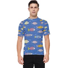 Sea Fish Blue Submarine Animals Patteen Men s Short Sleeve Rash Guard by Maspions