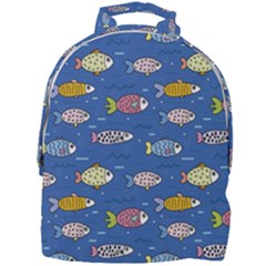 Sea Fish Blue Submarine Animals Patteen Mini Full Print Backpack by Maspions