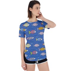 Sea Fish Blue Submarine Animals Patteen Perpetual Short Sleeve T-shirt