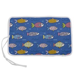 Sea Fish Blue Submarine Animals Patteen Pen Storage Case (l)