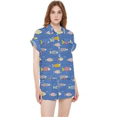 Sea Fish Blue Submarine Animals Patteen Chiffon Lounge Set