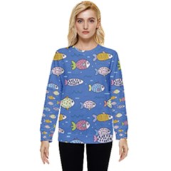 Sea Fish Blue Submarine Animals Patteen Hidden Pocket Sweatshirt