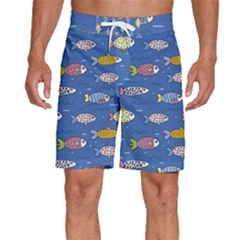 Sea Fish Blue Submarine Animals Patteen Men s Beach Shorts by Maspions