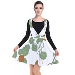 Nasturtium Flowers Plant Leaves Plunge Pinafore Dress by Ndabl3x