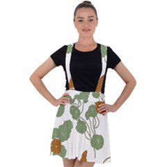 Nasturtium Flowers Plant Leaves Velvet Suspender Skater Skirt