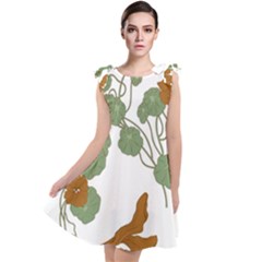 Nasturtium Flowers Plant Leaves Tie Up Tunic Dress by Ndabl3x