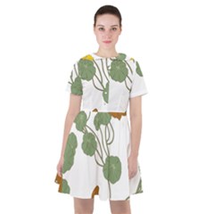 Nasturtium Flowers Plant Leaves Sailor Dress by Ndabl3x