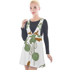 Nasturtium Flowers Plant Leaves Plunge Pinafore Velour Dress by Ndabl3x