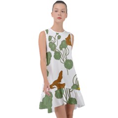 Nasturtium Flowers Plant Leaves Frill Swing Dress by Ndabl3x