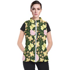 Flowers Rose Blossom Pattern Women s Puffer Vest