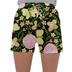 Flowers Rose Blossom Pattern Sleepwear Shorts by Ndabl3x