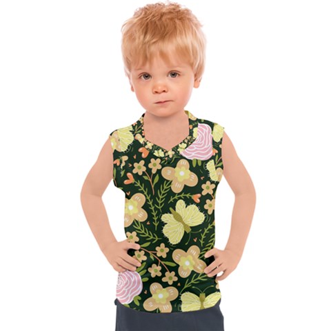 Flowers Rose Blossom Pattern Kids  Sport Tank Top by Ndabl3x