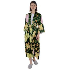 Flowers Rose Blossom Pattern Maxi Satin Kimono by Ndabl3x