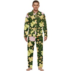 Flowers Rose Blossom Pattern Men s Long Sleeve Velvet Pocket Pajamas Set by Ndabl3x