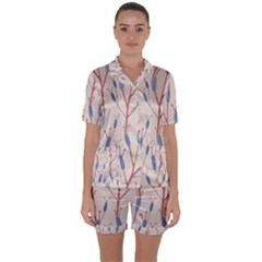 Abstract Pattern Floral Branches Satin Short Sleeve Pajamas Set by Ndabl3x