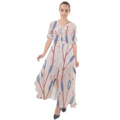 Abstract Pattern Floral Branches Waist Tie Boho Maxi Dress by Ndabl3x