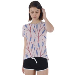 Abstract Pattern Floral Branches Short Sleeve Open Back T-shirt by Ndabl3x