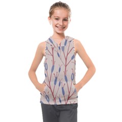 Abstract Pattern Floral Branches Kids  Sleeveless Hoodie by Ndabl3x