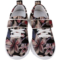 Flowers Floral Pattern Design Kids  Velcro Strap Shoes by Ndabl3x