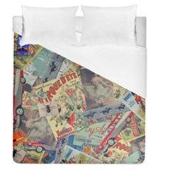 Paper Scattered Vintage Duvet Cover (queen Size) by Ndabl3x