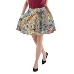 Paper Scattered Vintage A-line Pocket Skirt by Ndabl3x