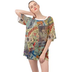 Paper Scattered Vintage Oversized Chiffon Top by Ndabl3x