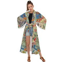 Paper Scattered Vintage Maxi Kimono