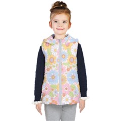 Pattern Background Vintage Floral Kids  Hooded Puffer Vest