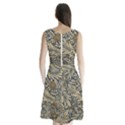 Brown Vintage Background Vintage Floral Pattern Sleeveless Waist Tie Chiffon Dress View2