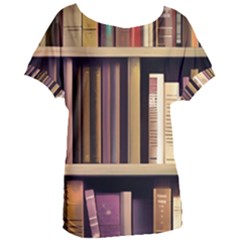 Books Bookshelves Office Fantasy Background Artwork Book Cover Apothecary Book Nook Literature Libra Women s Oversized T-shirt