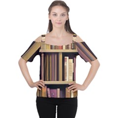 Books Bookshelves Office Fantasy Background Artwork Book Cover Apothecary Book Nook Literature Libra Cutout Shoulder T-shirt